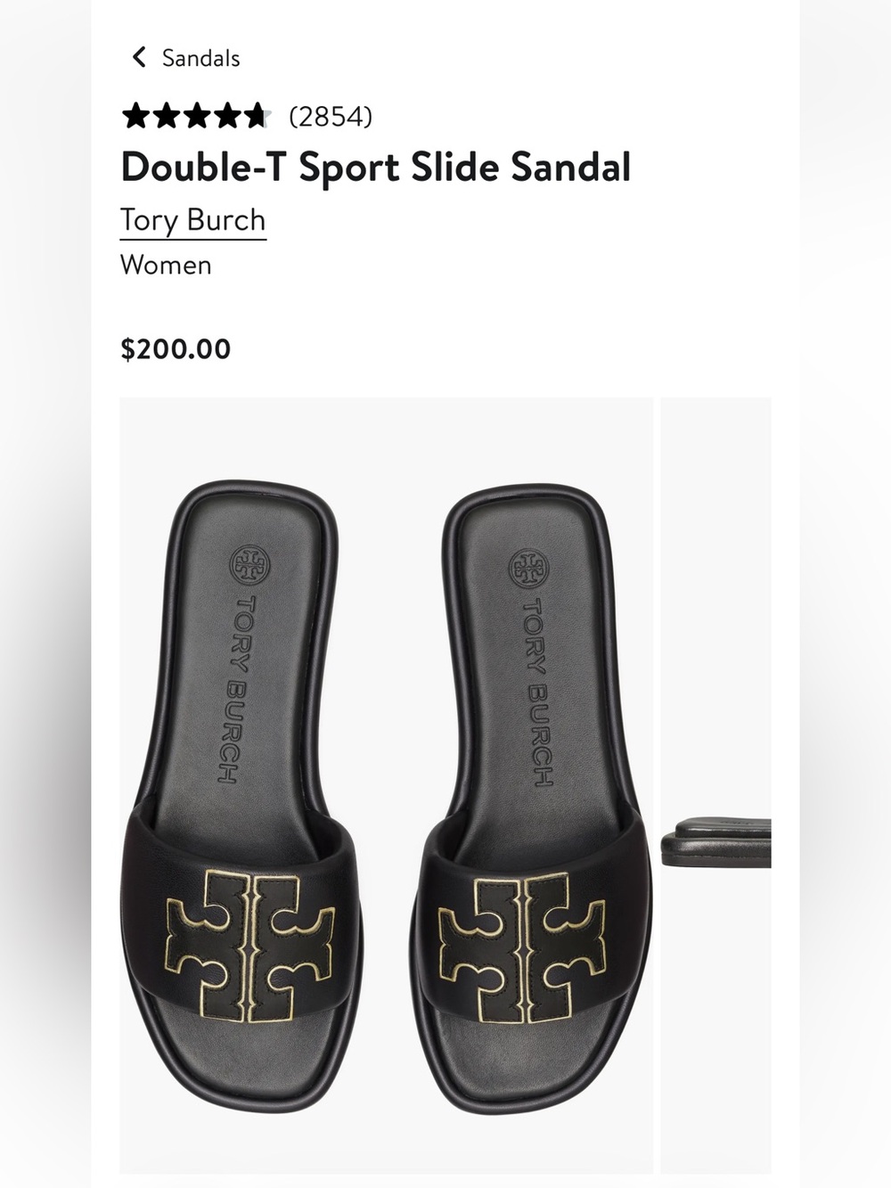 Tory Burch Black Slide Sandals with Gold Logo